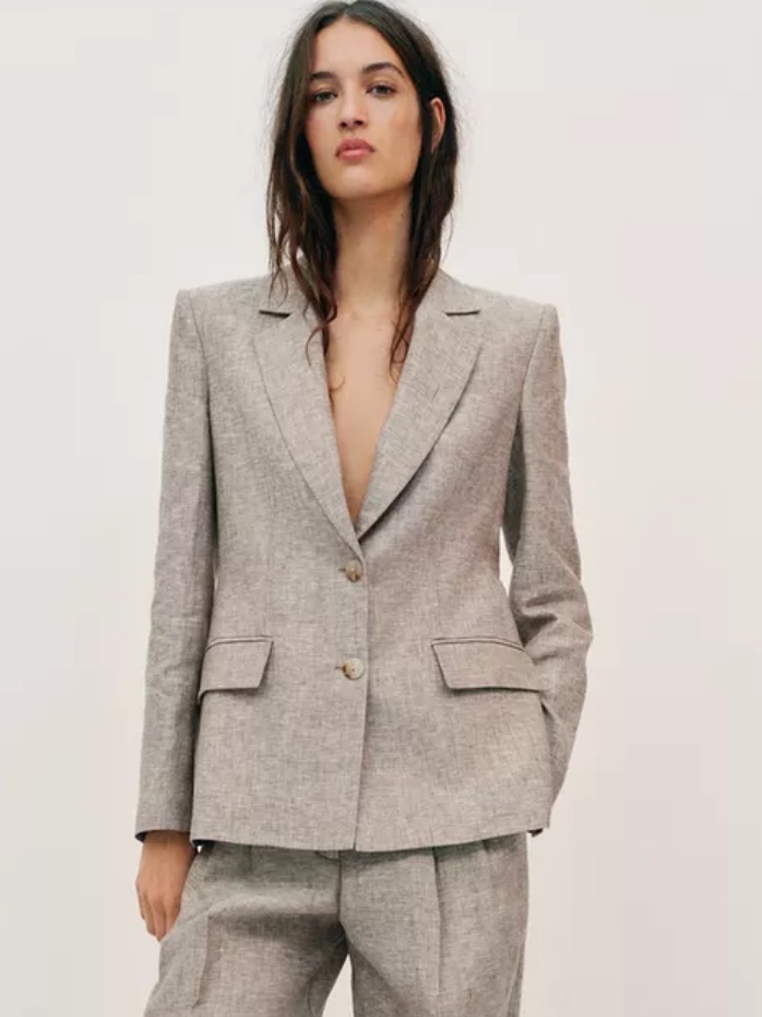 Zara Nwt 100% Linen Shoulder Pad Blazer 2601/832